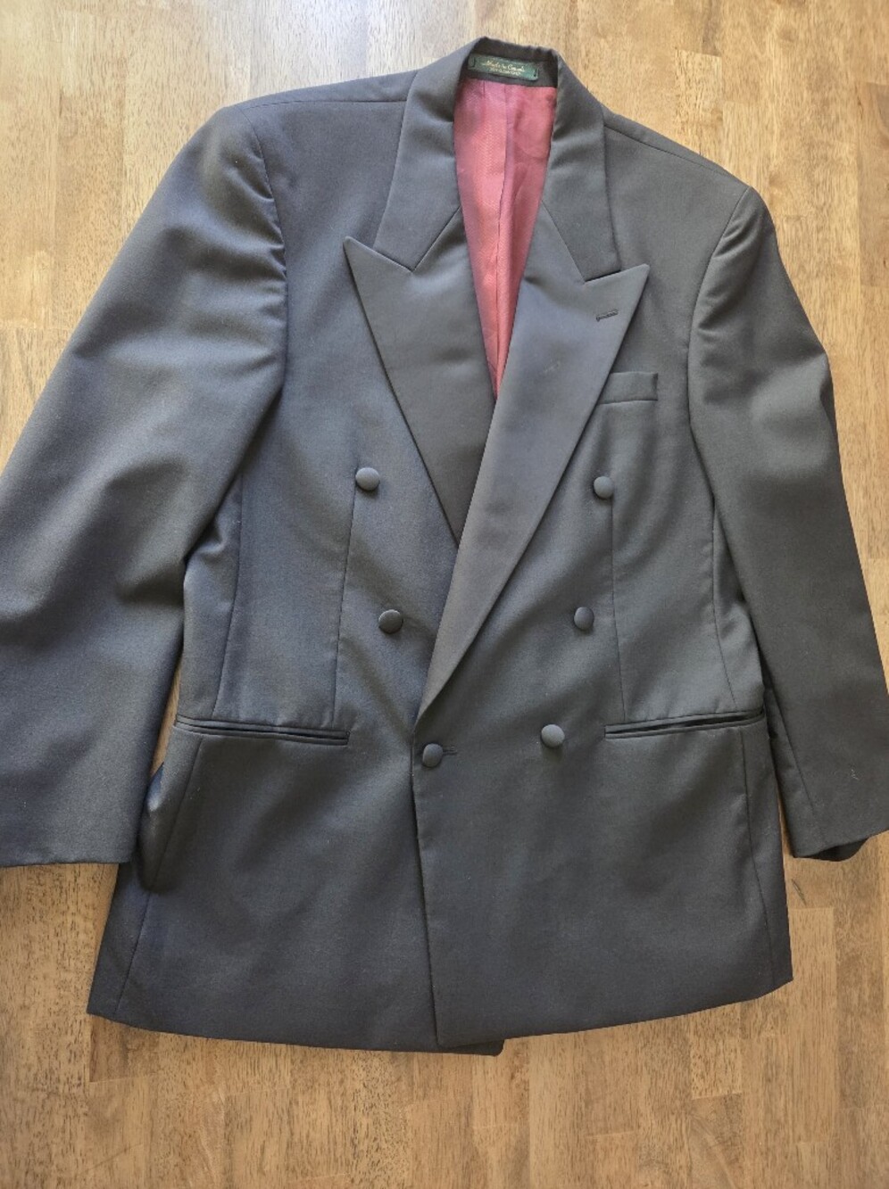100% Wool Made In Canada Double-Breasted Black Blazer